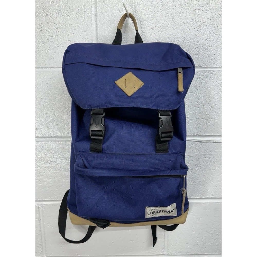 EASTPAK Rowlo Leather Bottom‎ Flip Top Backpack / Navy Blue